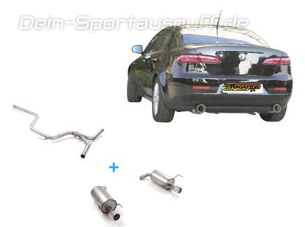 Ragazzon Edelstahl Duplex Racing-Komplettanlage ab Kat Alfa Romeo 159 2.4l JTDM Limo u. Sportwagon je 90mm rund eingerollt