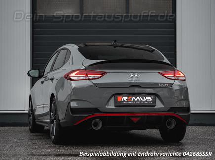 Remus Edelstahl Ø76mm Sportauspuff-Komplettanlage ab OPF mit Klappensteuerung Hyundai i30N Performance Fastback Facelift je 127mm rund doppelwandig abgeschrägt