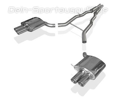 Fox Edelstahl Duplex Sportauspuff-Komplettanlage ab Kat BMW 6er F12 F13 F06 640i je 2x90mm rund eingerollt abgeschrägt