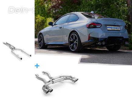 Eisenmann Edelstahl Duplex Racing-Komplettanlage inkl. OPF-Ersatz BMW 2er M240i G42 je 2x100mm rund doppelwandig abgeschrägt