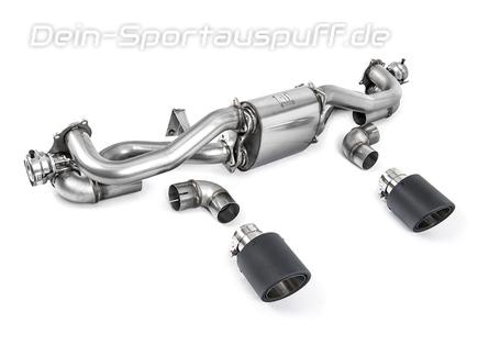 Milltek Edelstahl Sportauspuff-Komplettanlage ab OPF Porsche Boxster 4.0 GTS Typ 718 2x115mm rund eingerollt abgeschrägt aus Carbon (ab 02/2020 mit PDK)