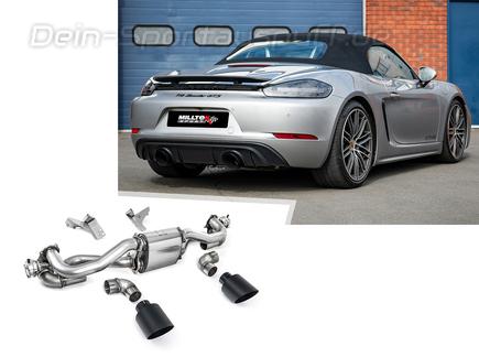 Milltek Edelstahl Sportauspuff-Komplettanlage ab OPF Porsche Boxster 4.0 GTS Typ 718 2x115mm rund doppelwandig abgeschrägt in schwarz (ab 02/2020 mit PDK)