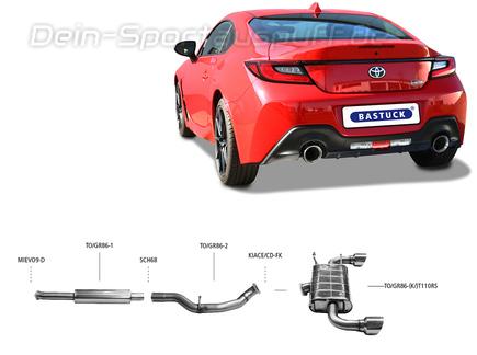 Bastuck Edelstahl Duplex Sportauspuff-Komplettanlage ab OPF Toyota GR86 je 110mm rund doppelwandig abgeschrägt