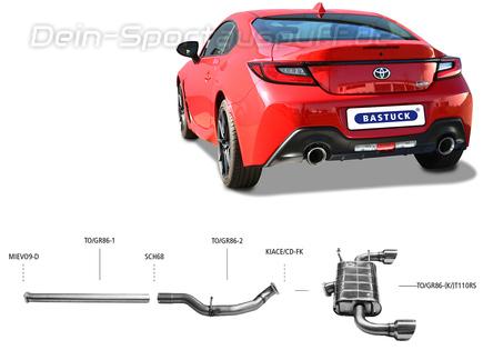 Bastuck Edelstahl Duplex Racing-Komplettanlage ab OPF Toyota GR86 je 110mm rund doppelwandig abgeschrägt