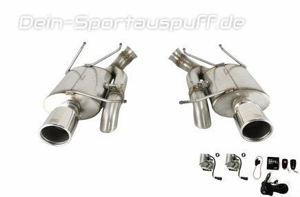 Ulter Edelstahl Duplex Sportauspuff mit Klappensteuerung Ford Mustang 5 5.0l GT je 100mm rund eingerollt abgeschrägt