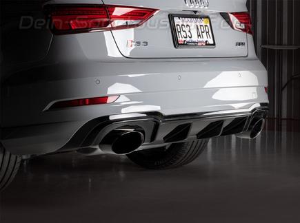 APR Edelstahl Duplex Sportauspuff-Komplettanlage ab Kat Audi RS3 8V Limousine (Bj. 2017-2018) je 170x112mm oval abgeschrägt in schwarz