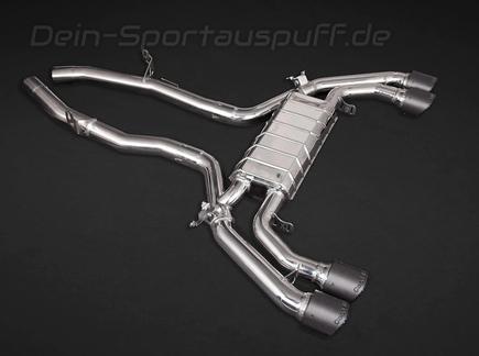 Capristo Edelstahl Duplex Sportauspuff-Komplettanlage ab OPF BMW X3M Competition F97 je 2x rund abgeschrägt aus Carbon