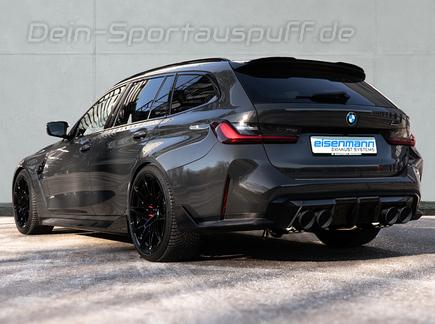 Eisenmann Edelstahl Duplex Sportauspuff-Komplettanlage ab Kat inkl. OPF-Ersatz BMW M3 G81 Touring je 2x110mm rund abgeschrägt schwarz