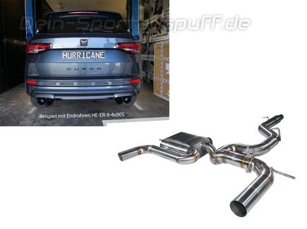 Hurricane V2 Edelstahl Duplex Sportauspuff-Komplettanlage ab OPF mit Klappensteuerung Ø89mm Cupra Ateca 300 Facelift inkl. Endrohrsatz nach Wahl