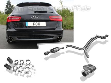 Fox Edelstahl Duplex Racing-Komplettanlage ab Kat Audi A6 4G quattro Typ C7 Limousine u. Avant je 100mm rund eingerollt abgeschrägt