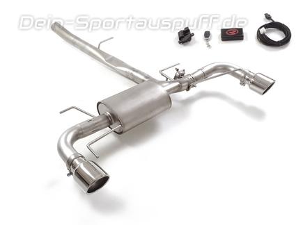 Ragazzon Edelstahl Duplex Sportauspuff inkl. Klappensteuerung Chevrolet Camaro 6 2.0l Turbo je 114mm rund eingerollt abgeschrägt