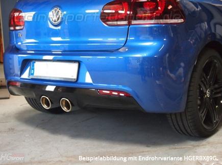 BULL-X Edelstahl Sportauspuff-Komplettanlage ab Kat (SuperSound-Version) Ø76mm VW Golf 6 R inkl. Endrohrsatz nach Wahl