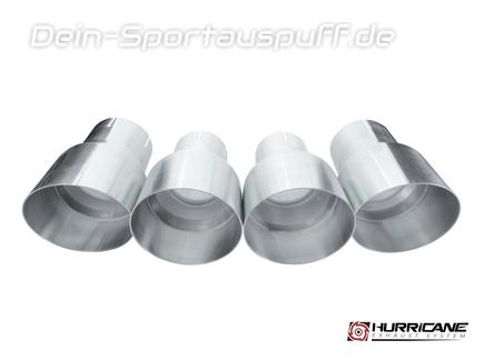 Hurricane Edelstahl Duplex Endrohrsatz je 2x114mm rund scharfkantig abgeschrägt geschliffen (Anschluss 63/76mm