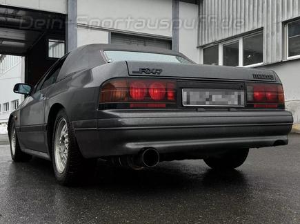 FOX Edelstahl Sportauspuff Mazda RX-7 Typ FC 1x114mm rund scharf gerade mit Farbrand