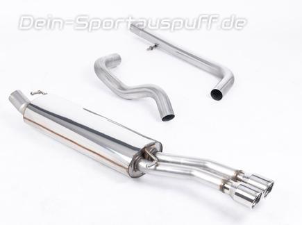 Milltek Edelstahl Racing-Komplettanlage ab Kat VW Bora 1.8T 1.9 TDI 2x76mm rund eingerollt abgeschrägt