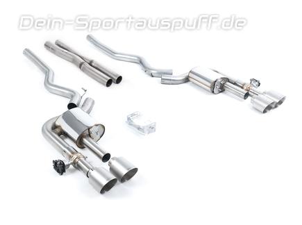 Milltek Edelstahl Duplex Sportauspuff-Komplettanlage ab Kat inkl. Klappensteuerung Shelby Mustang GT500 je 2x115mm rund doppelwandig abgeschrägt Titan matt