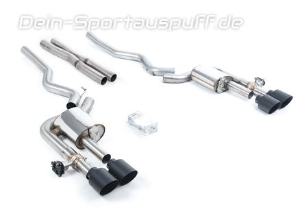 Milltek Edelstahl Duplex Sportauspuff-Komplettanlage ab Kat inkl. Klappensteuerung Shelby Mustang GT500 je 2x115mm rund doppelwandig abgeschrägt schwarz