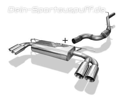 FOX Edelstahl Duplex Sportauspuff-Komplettanlage ab Kat Audi A3 8V Stufenheck 2.0l TDI quattro je 2x90mm rund doppelwandig abgeschrägt