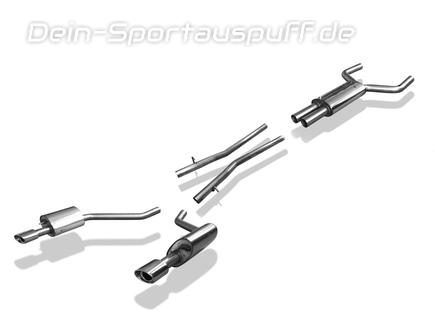 Fox Edelstahl Duplex Racing-Komplettanlage ab Kat Jaguar XJ Typ X350 Bj. 03-09 je 115x85mm oval eingerollt abgeschrägt mit Absorber
