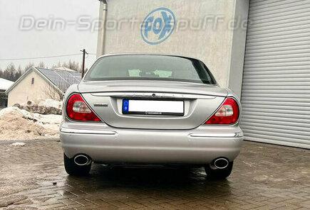 Fox Edelstahl Duplex Racing-Komplettanlage ab Kat Jaguar XJ Typ X350 je 115x85mm oval eingerollt abgeschrägt