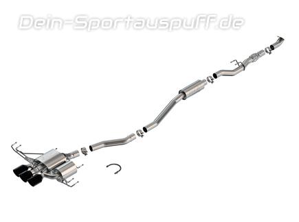 Borla ATAK Edelstahl Sportauspuff-Komplettanlage ab OPF Honda Civic 11 Type R 2x102+1x114mm rund eingerollt abgeschrägt in schwarz