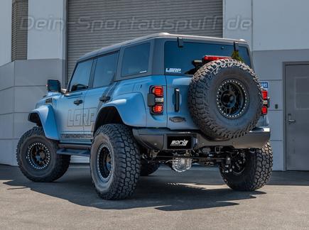 Borla ATAK Edelstahl Duplex Sportauspuff-Komplettanlage ab Kat Ford Bronco Raptor je 102mm rund eingerollt abgeschrägt in schwarz nach unten gebogen