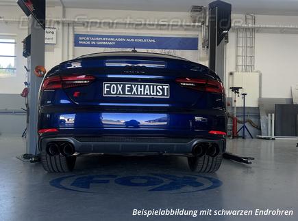 FOX Edelstahl Duplex Sportauspuff mit Klappensteuerung Audi S5 B9 Typ F5 je 2x100mm rund doppelwandig abgeschrägt