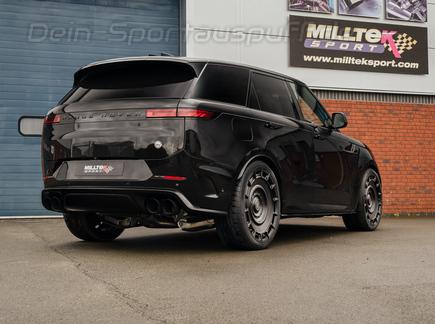 Milltek Edelstahl Duplex Sportauspuff-Komplettanlage ab OPF inkl. Klappensteuerung Range Rover Sport SV P635 je 2x115mm rund doppelwandig abgeschrägt schwarz