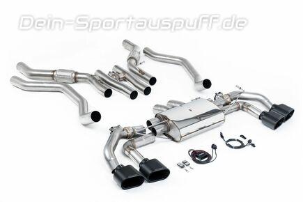 Milltek Edelstahl Duplex Sportauspuff-Komplettanlage ab OPF inkl. Klappensteuerung Range Rover Sport P530 je 2x oval in schwarz
