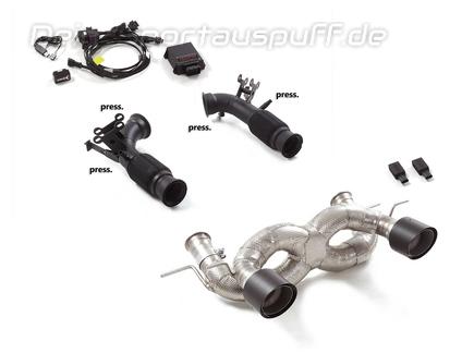 Ragazzon Edelstahl Racing-Anlage inkl. OPF-Ersatz Maserati MC20 je 114mm rund scharfkantig aus Carbon