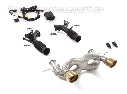 Ragazzon Edelstahl Racing-Anlage inkl. OPF-Ersatz Maserati MC20 je 114mm rund eingerollt abgeschrägt gold