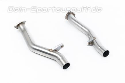 Milltek Edelstahl Ø70mm Nachkat-Ersatzrohre auf Serienanlage Porsche Cayenne 958 4.8l Turbo