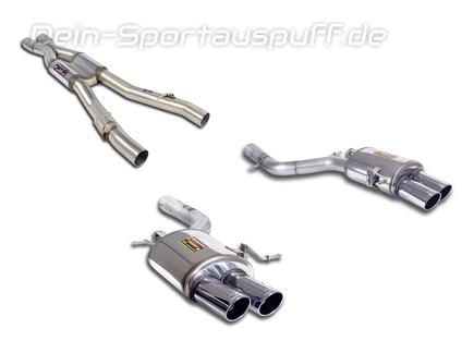 Supersprint Edelstahl Sportauspuff-Komplettanlage ab Kat BMW 7er F01 750i Facelift je 2x90mm rund eingerollt abgeschrägt