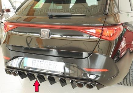 Rieger Heckeinsatz ABS/schwarz glänzend für Cupra Leon KL ST für 4-Rohr Optik (Mod. mit AHK)