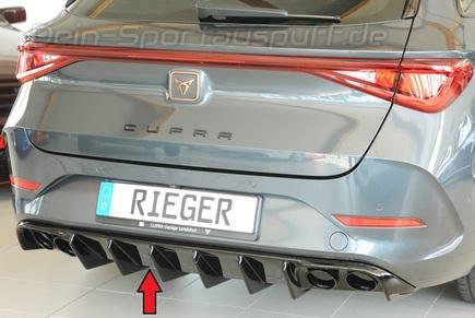 Rieger Heckeinsatz ABS/schwarz glänzend für Cupra, Seat Leon KL ST mit Endrohr-Attrappen (Mod. mit AHK)