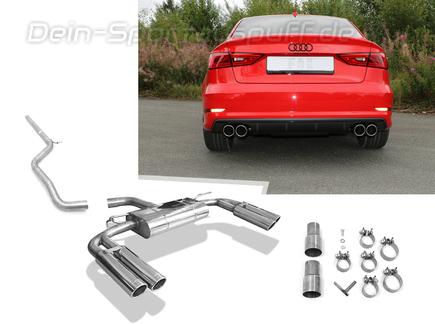 Fox Edelstahl Duplex Racing-Komplettanlage ab Kat Audi A3 8V 1.5 TFSI Limousine S-Line/S3-Heck je 2x80mm rund eingerollt abgeschrägt