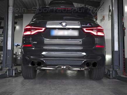 EGO-X Edelstahl Duplex Sportauspuff-Komplettanlage ab OPF mit Klappensteuerung Ø76mm BMW X3M F97 inkl. Endrohrsatz nach Wahl