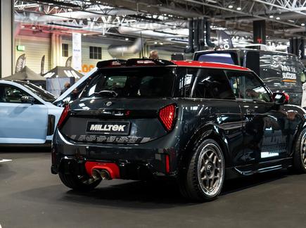 Milltek Edelstahl Racing-Komplettanlage ab OPF Mini F66 Cooper S 2x100mm rund doppelwandig abgeschrägt Titan matt