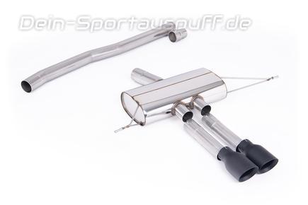 Milltek Edelstahl Racing-Komplettanlage ab OPF Mini F66 Cooper S 2x100mm rund doppelwandig abgeschrägt in schwarz