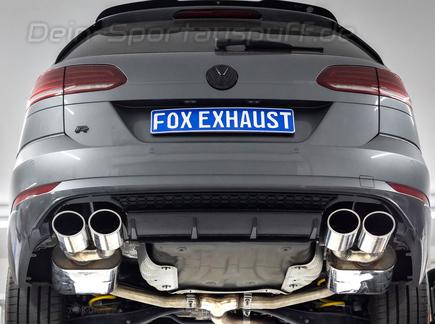 FOX Edelstahl Duplex Racing-Komplettanlage ab Kat VW Golf 7 R Variant Facelift je 2x106x71mm oval eingerollt abgeschrägt