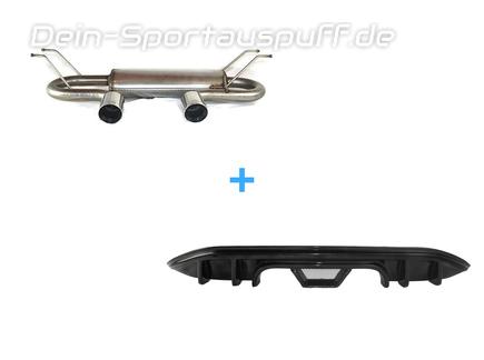 Ulter Edelstahl Racing-Komplettanlage ab Kat mittig + Heckdiffusor Mazda MX5 ND 2x90mm rund eingerollt abgeschrägt mit Absorber