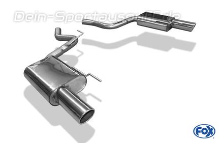 Fox Edelstahl Duplex Sportauspuff Ford Mustang 7 2.3l Ecoboost je 100mm rund eingerollt abgeschrägt