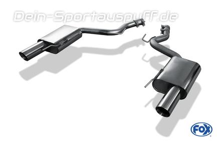Fox Edelstahl Duplex Racing-Komplettanlage ab Kat Ford Mustang 7 2.3l Ecoboost je 100mm rund doppelwandig abgeschrägt