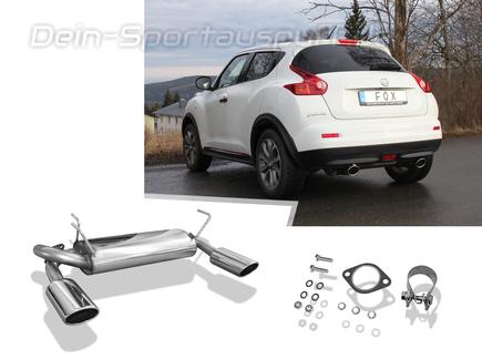 Fox Edelstahl Duplex Sportauspuff-Komplettanlage ab Kat Nissan Juke F15 ALL-MODE 4x4 je 115x85mm oval eingerollt abgeschrägt