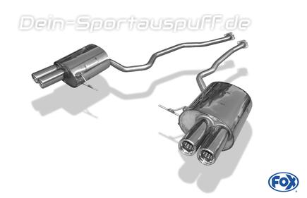 Fox Edelstahl Duplex Racing-Komplettanlage ab Kat BMW X5 E53 4.4i 320PS 2x76mm rund eingerollt gerade mit Absorber