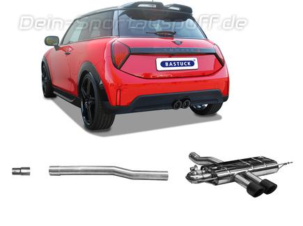 Bastuck Edelstahl Racing-Komplettanlage ab OPF mit Klappe Mini Cooper S F66 2x100mm rund eingerollt abgeschrägt aus Carbon