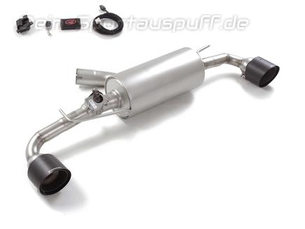Ragazzon Edelstahl Duplex Sportauspuff mit Klappe Toyota Yaris GR Facelift Typ XP21 je 118mm rund scharf abgeschrägt aus Carbon