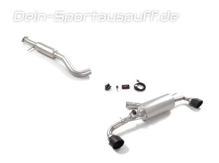 Ragazzon Edelstahl Duplex Sportauspuff-Komplettanlage ab OPF + Klappe Toyota Yaris GR Facelift Typ XP21 je 114mm rund eingerollt abgeschrägt in schwarz