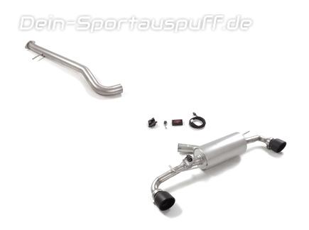 Ragazzon Edelstahl Duplex Race-Komplettanlage ab OPF + Klappe Toyota Yaris GR Facelift Typ XP21 je 114mm rund eingerollt abgeschrägt in schwarz