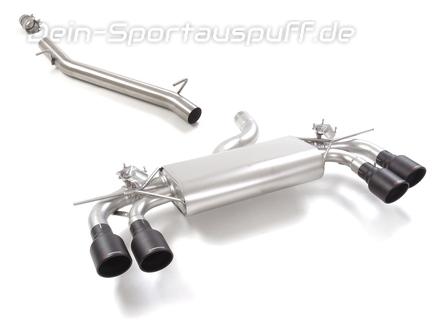 Ragazzon Edelstahl Duplex Sportauspuff-Komplettanlage ab OPF VW Golf 8 R je 2x102mm rund eingerollt abgeschrägt in schwarz
